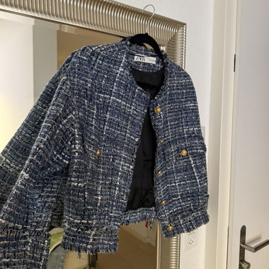 Zara Blue Tweed Jacket