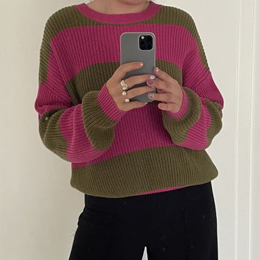 Pull en coton rayé