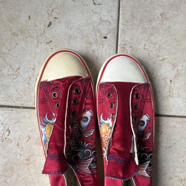 Chaussures Y2K Ed Hardy rouge “Koi Fish” taille 38