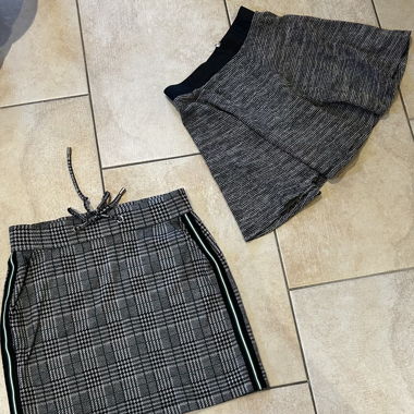Grey and black plaid mini skirt set #plaidmini