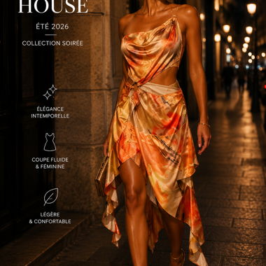 Asymmetrical Satin Dress