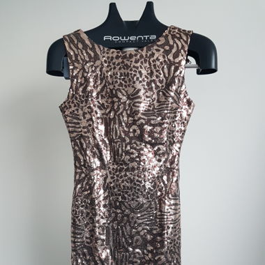 Glitzerkleid Braun und Platinfarbig