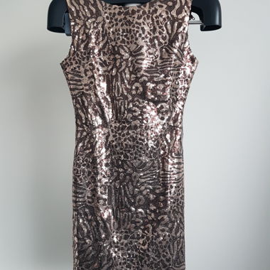 Glitzerkleid Braun und Platinfarbig