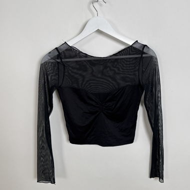 Top a maniche lunghe nero in mesh
