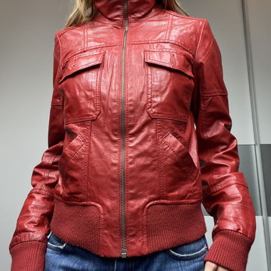 Faux leather jacket, red