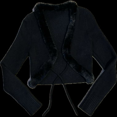 Bolero nero in maglia con pelliccia sintetica