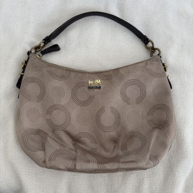beige/grey coach shoulder bag