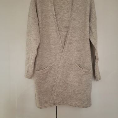 Gilet lungo beige in maglia