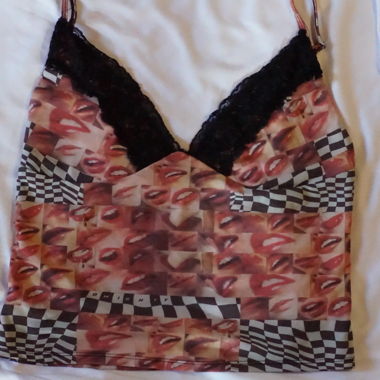 Printed lace camisole crop top