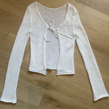 Cardigan in maglia mesh bianco