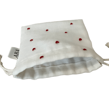 Sacchetto porta gioielli con coulisse -Ricamo a mano Cuore