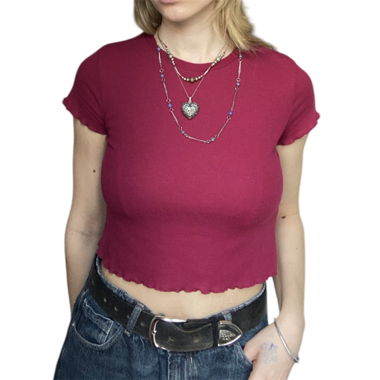 burgundy ruffle crop top