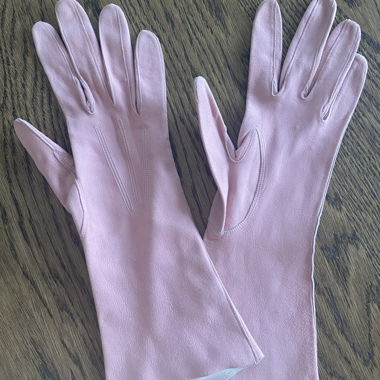 Guanti vintage in pelle rosa Reynier Junior 