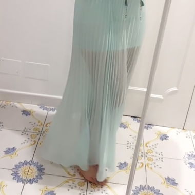Gonna maxi plissettata verde menta