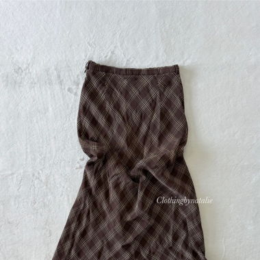 Brauner Karierter Chiffonrock (XS)