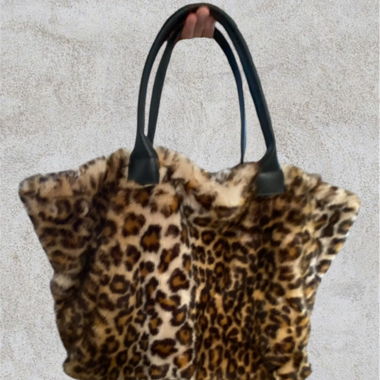 Leopard Print Fur Handbag