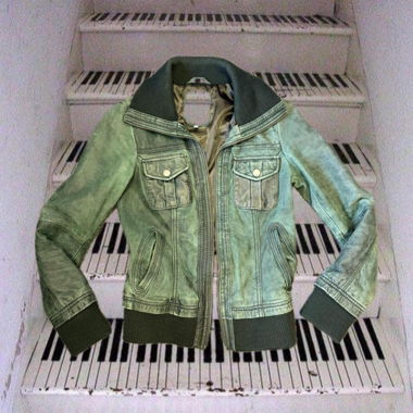𓃻 Giacca vintage in pelle verde smeraldo 𓃻