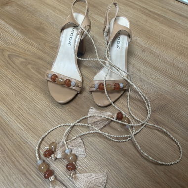 Beige block-heel sandals