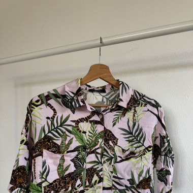 Cropped Short Sleeve Button Down