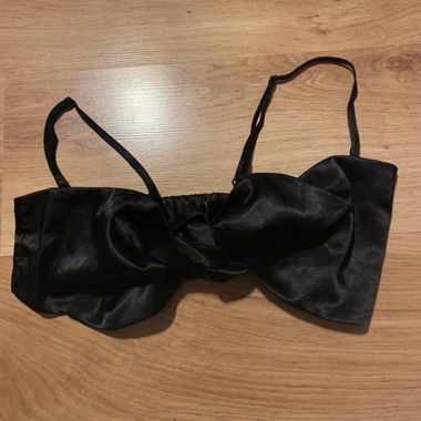 Schwarzes Satin-Bow-Top XS neu