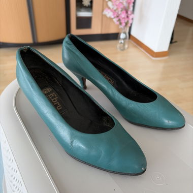 Turquoise Leather Pumps