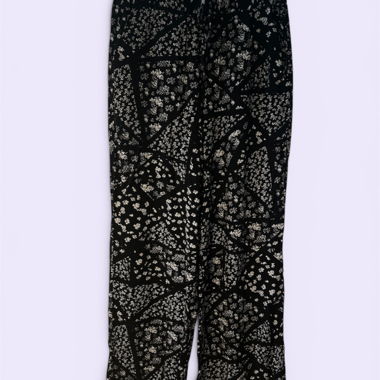 Pantaloni in tessuto a fiori neri