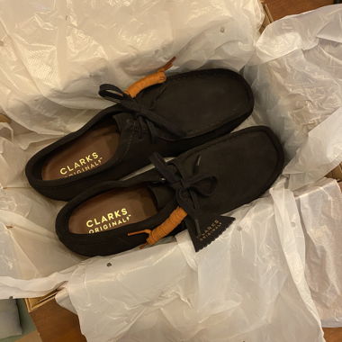 Clarks Originals Wallabee, Schwarz Leder, Size 44
