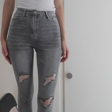 Jeans gris taille haute