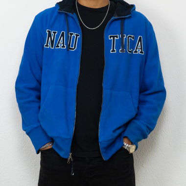 Nautica blauer Hoodie mit Reissverschluss