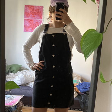 schwarzes overall kleid