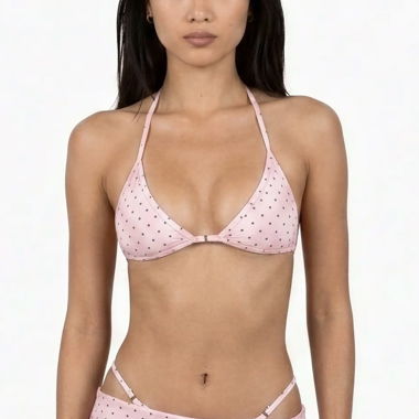 Bikini rose à pois