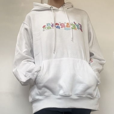 EYEBRAAAAA white hoodie with colorful print