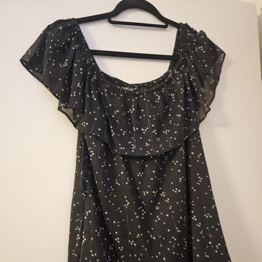 Bluse schwarz gold gepunktet