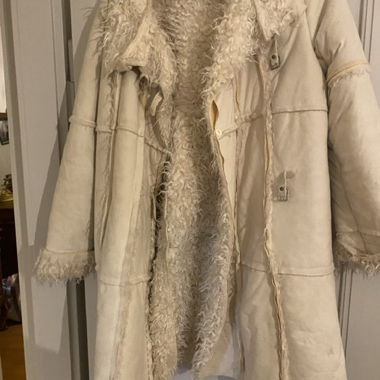 Manteau DKNY en fourrure manteau d'hiver 90s crème Y2K grunge