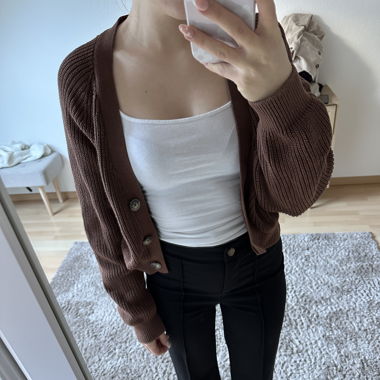 MONKI cardigan cropped braun