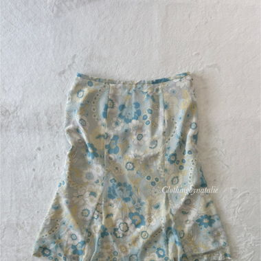 Michel Klein Blue Chiffon Skirt (S)