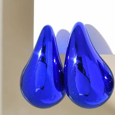 Shiny Blue Bottega style earrings 