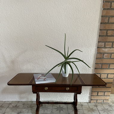 Table vintage avec dessus en cuir 