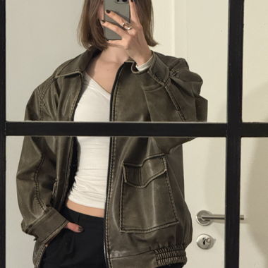 Veste en similicuir STR kaki Taille EUR M