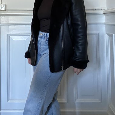 Veste Biker en Fourrure Synthétique MNG