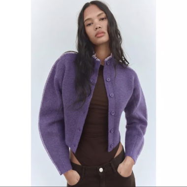Zara Cardigan in Violett mit Strick