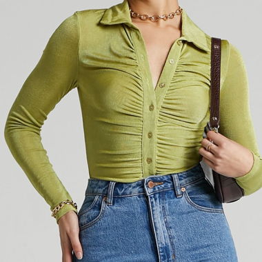 Ruched lime green Top