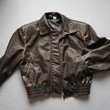 Veste bomber marron faux cuir