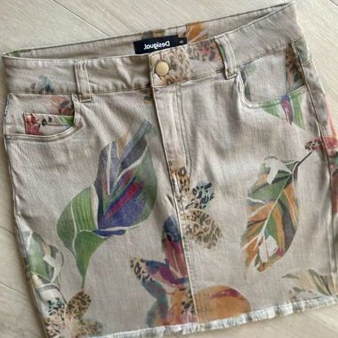 Gonna Kaki Desigual - Stampa Tropicale Leo - T.40