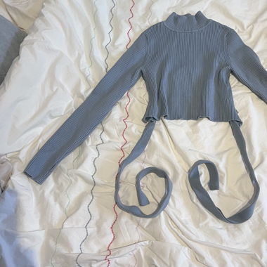 Backless baby blue turtle neck 