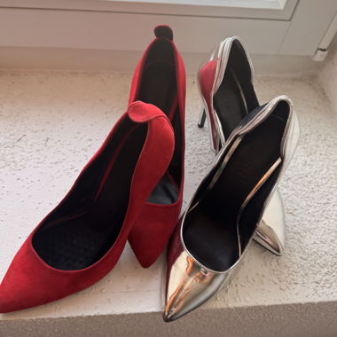 Bershka Rot-Silberne Pumps