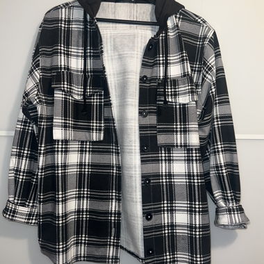 camicia a quadri nero/bianco da boscaiolo