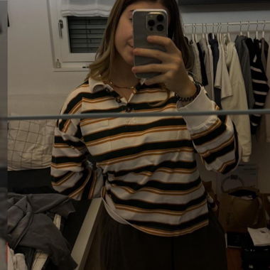 Polo a righe a manica lunga