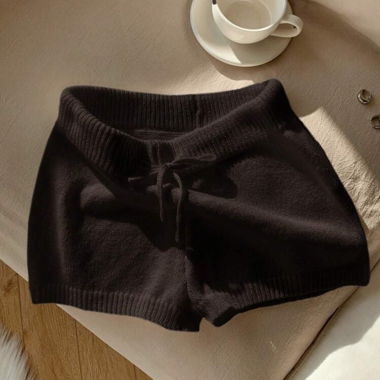 Shorts in maglia marrone