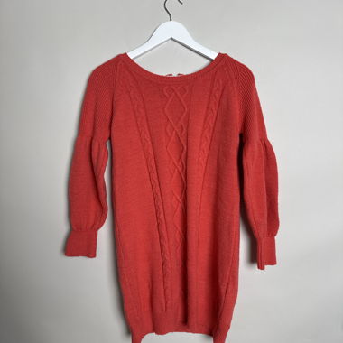 Red knit sweater dress